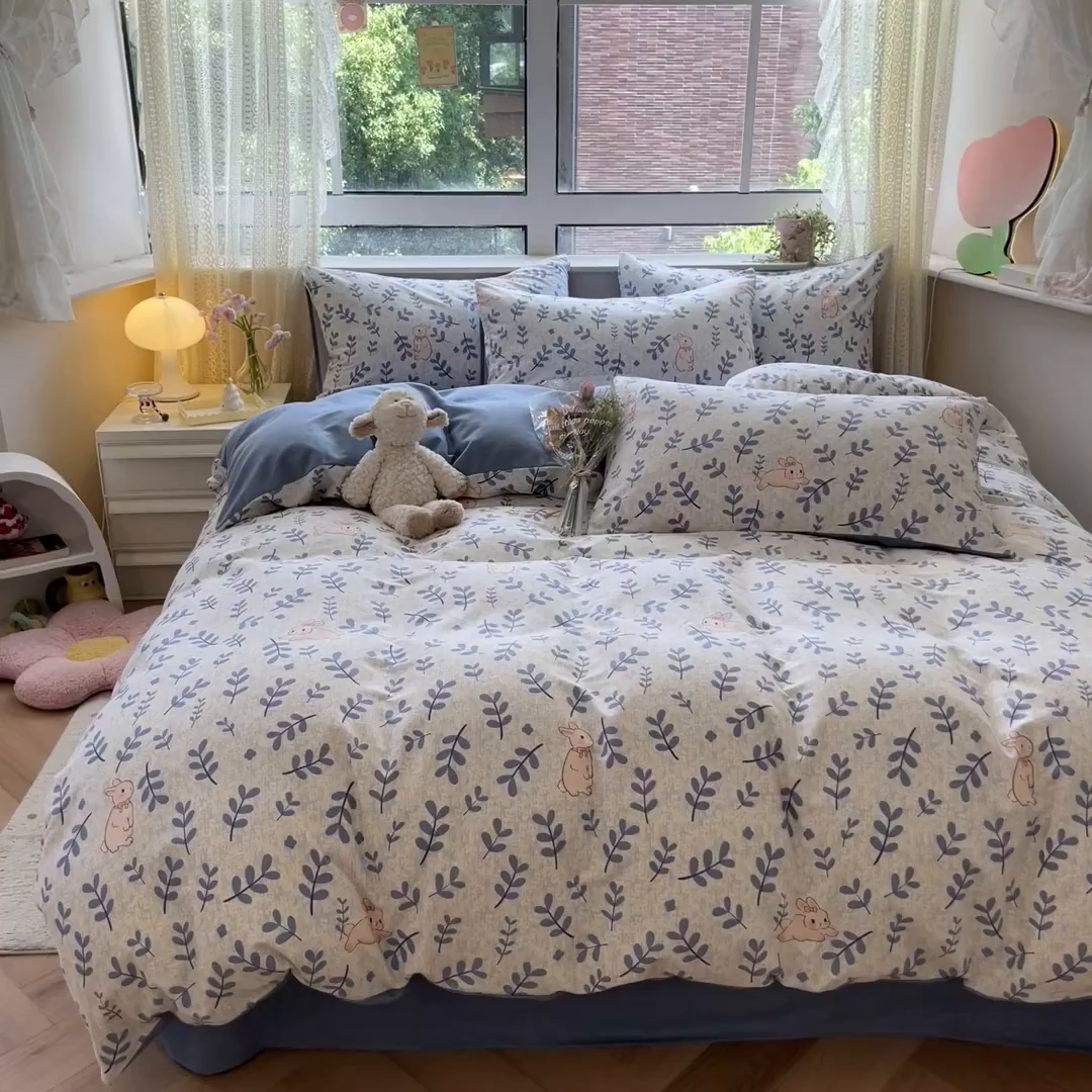 91家纺网 家纺一手货源 找家纺 （总）涵宸家纺 2025新款原棉加厚磨毛印花四件套