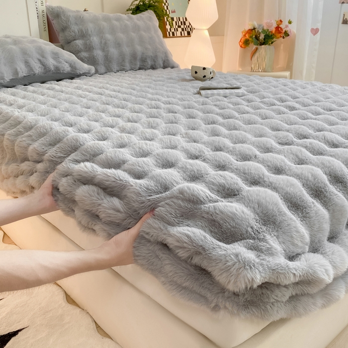 91家纺网 家纺一手货源 找家纺 耐思家纺 2025新款泡泡牛奶绒纯色单品床笠床笠单件 泡泡 星空灰