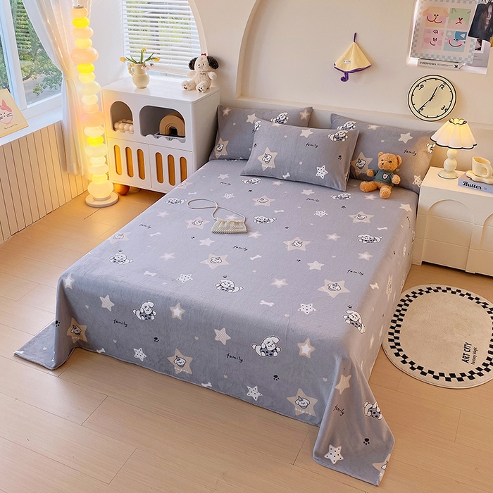 91家纺网 家纺一手货源 找家纺 艾橙家纺 2025秋冬新款高克重牛奶绒印花床单单品床单床单单件 星际宝贝