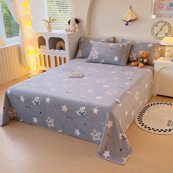 91家纺网 家纺一手货源 找家纺 艾橙家纺 2025秋冬新款高克重牛奶绒印花床单单品床单床单单件 星际宝贝