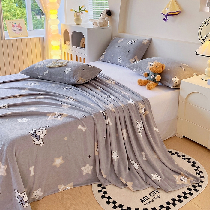 91家纺网 家纺一手货源 找家纺 艾橙家纺 2025秋冬新款高克重牛奶绒印花床单单品床单床单单件 星际宝贝