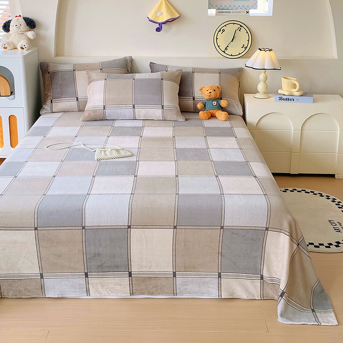 91家纺网 家纺一手货源 找家纺 艾橙家纺 2025秋冬新款高克重牛奶绒印花床单单品床单床单单件 雅致格调