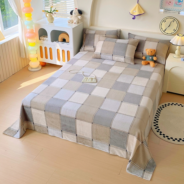 91家纺网 家纺一手货源 找家纺 艾橙家纺 2025秋冬新款高克重牛奶绒印花床单单品床单床单单件 雅致格调