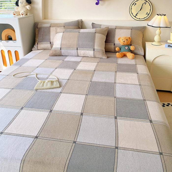 91家纺网 家纺一手货源 找家纺 艾橙家纺 2025秋冬新款高克重牛奶绒印花床单单品床单床单单件 雅致格调