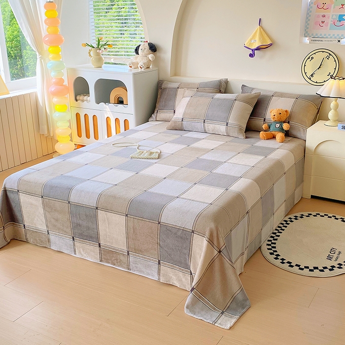 91家纺网 家纺一手货源 找家纺 艾橙家纺 2025秋冬新款高克重牛奶绒印花床单单品床单床单单件 雅致格调