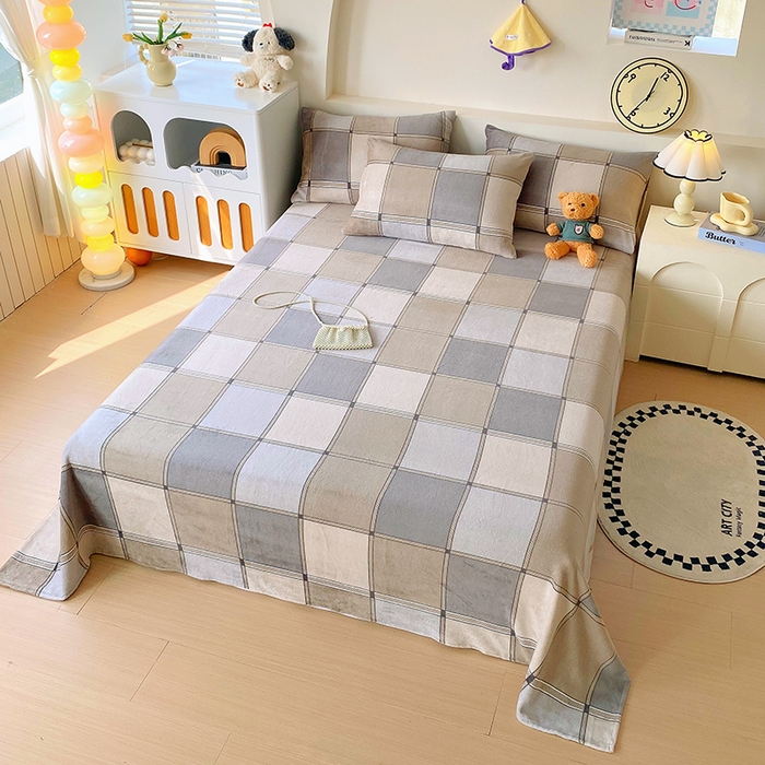 91家纺网 家纺一手货源 找家纺 艾橙家纺 2025秋冬新款高克重牛奶绒印花床单单品床单床单单件 雅致格调