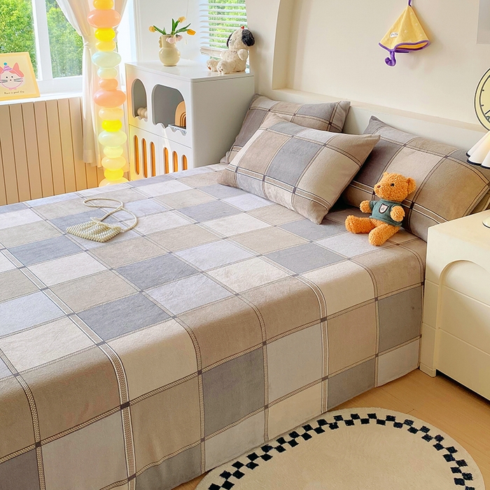 91家纺网 家纺一手货源 找家纺 艾橙家纺 2025秋冬新款高克重牛奶绒印花床单单品床单床单单件 雅致格调