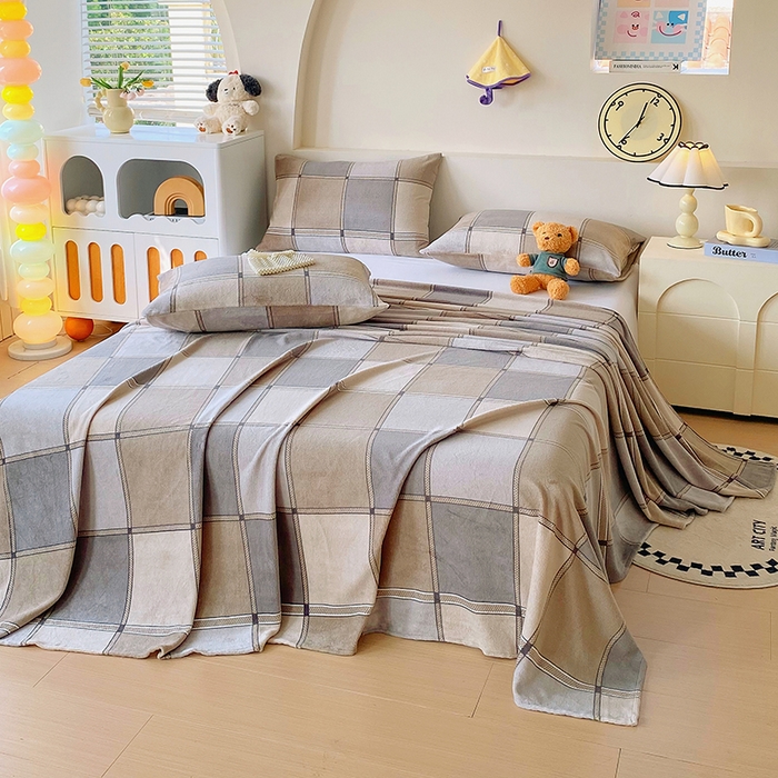 91家纺网 家纺一手货源 找家纺 艾橙家纺 2025秋冬新款高克重牛奶绒印花床单单品床单床单单件 雅致格调