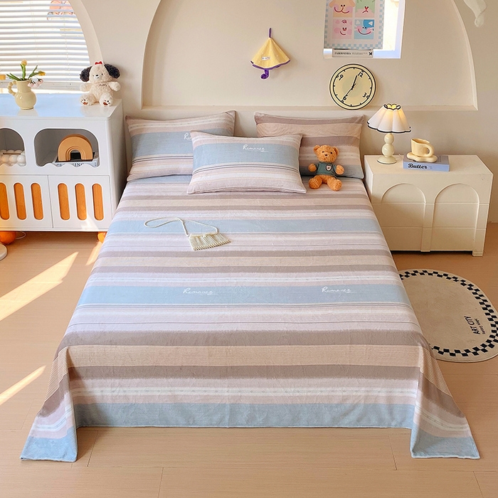 艾橙家纺 2025秋冬新款高克重牛奶绒印花床单单品床单床单单件 英伦之旅-兰