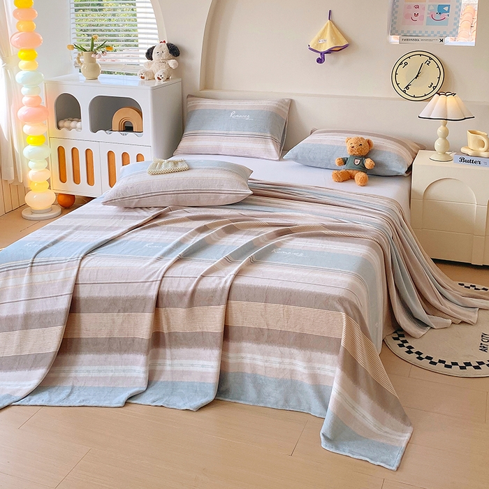 91家纺网 家纺一手货源 找家纺 艾橙家纺 2025秋冬新款高克重牛奶绒印花床单单品床单床单单件 英伦之旅-兰