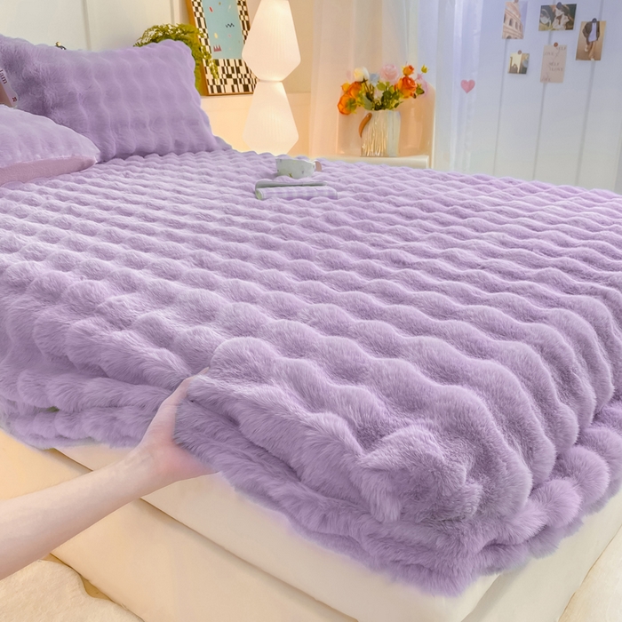 91家纺网 家纺一手货源 找家纺 耐思家纺 2025新款泡泡牛奶绒纯色单品床笠床笠单件 泡泡 梦幻紫