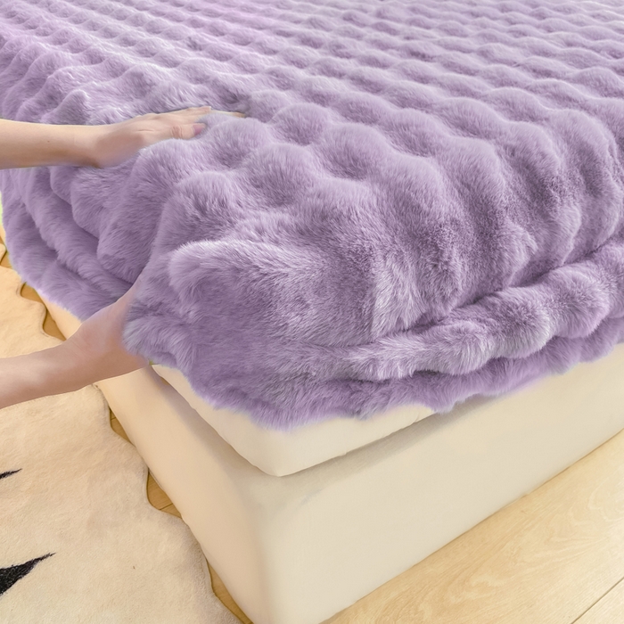 91家纺网 家纺一手货源 找家纺 耐思家纺 2025新款泡泡牛奶绒纯色单品床笠床笠单件 泡泡 梦幻紫