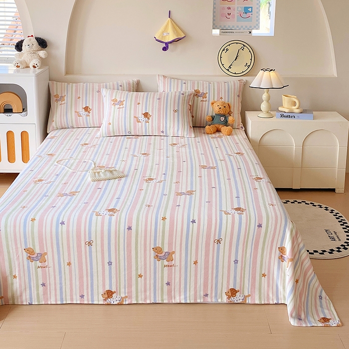 91家纺网 家纺一手货源 找家纺 艾橙家纺 2025秋冬新款高克重牛奶绒印花床单单品床单床单单件 悦动萌宠