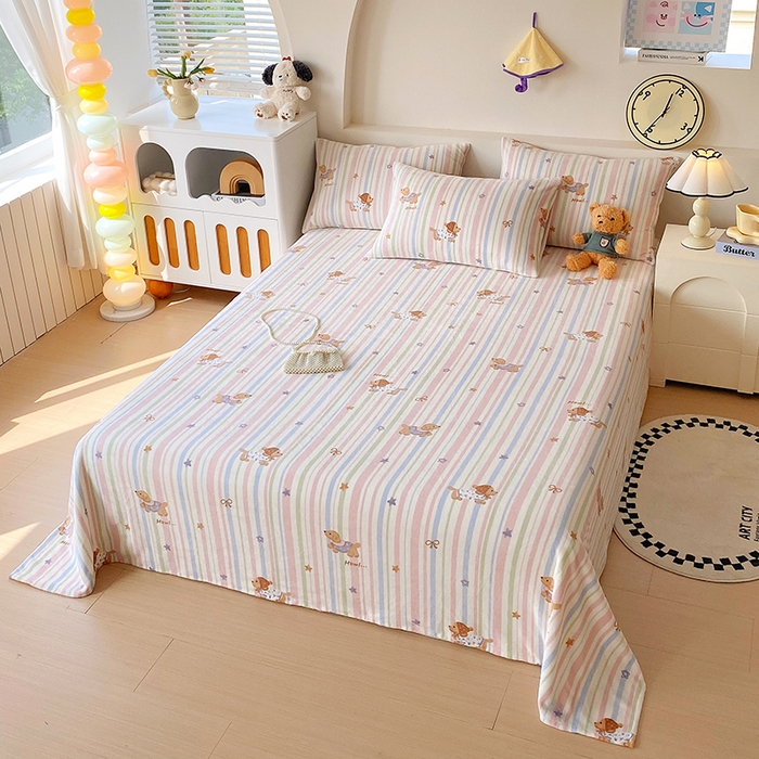 91家纺网 家纺一手货源 找家纺 艾橙家纺 2025秋冬新款高克重牛奶绒印花床单单品床单床单单件 悦动萌宠