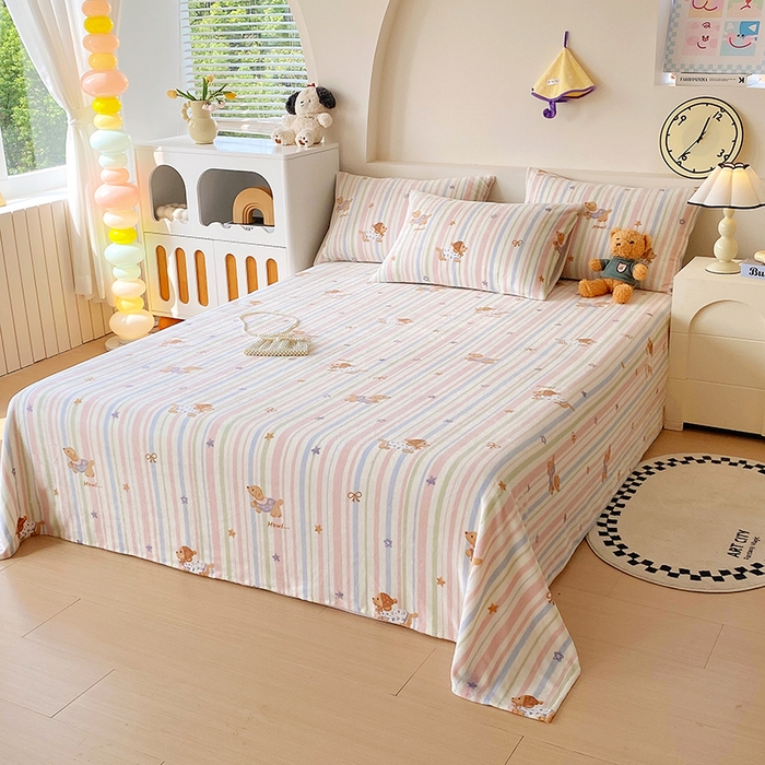 91家纺网 家纺一手货源 找家纺 艾橙家纺 2025秋冬新款高克重牛奶绒印花床单单品床单床单单件 悦动萌宠