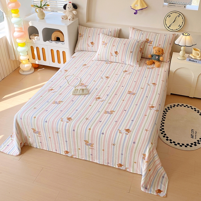 91家纺网 家纺一手货源 找家纺 艾橙家纺 2025秋冬新款高克重牛奶绒印花床单单品床单床单单件 悦动萌宠