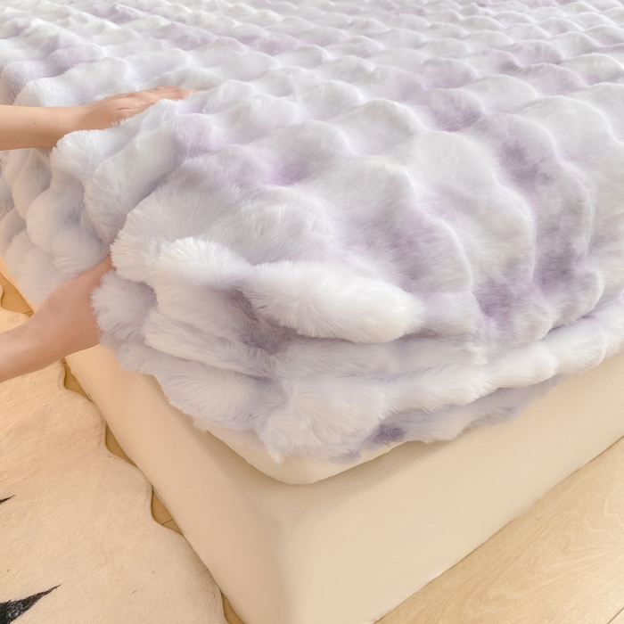 91家纺网 家纺一手货源 找家纺 耐思家纺 2025新款泡泡牛奶绒纯色单品床笠床笠单件 炫彩 雾灰紫