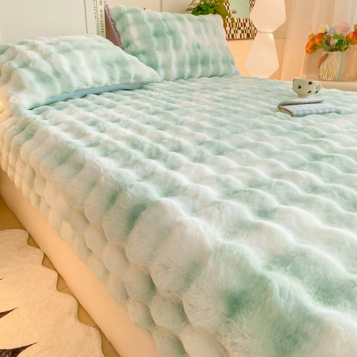 91家纺网 家纺一手货源 找家纺 耐思家纺 2025新款泡泡牛奶绒纯色单品床笠床笠单件 炫彩 青草绿