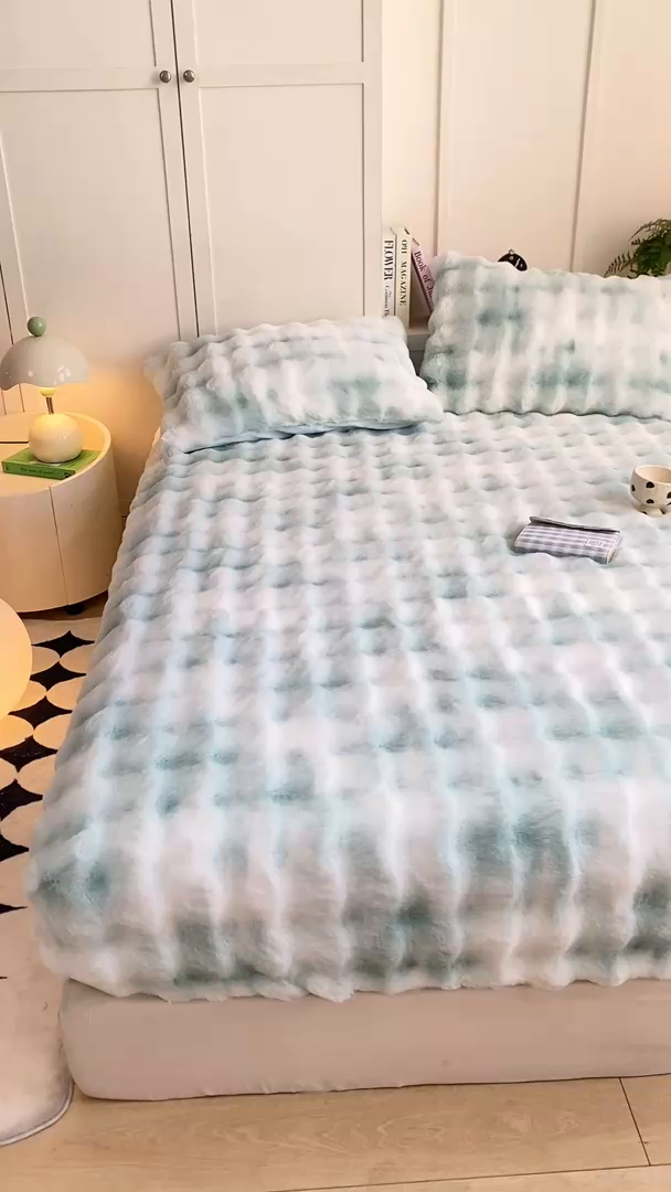 91家纺网 家纺一手货源 找家纺 耐思家纺 2025新款泡泡牛奶绒纯色单品床笠床笠单件 炫彩 青草绿