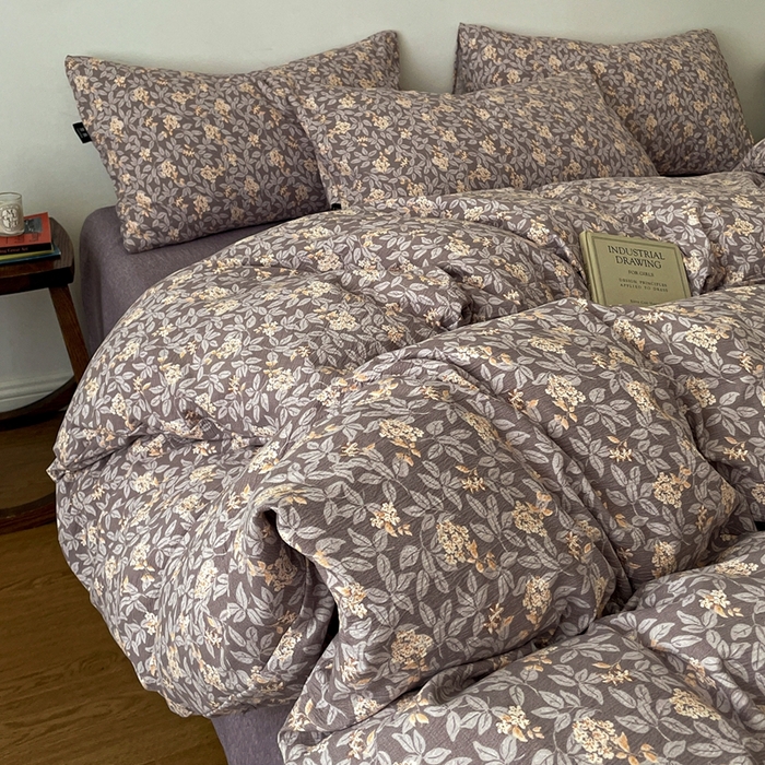 91家纺网 家纺一手货源 找家纺 （总）仟网汇 2025新款高克重亚麻复古简单款四件套