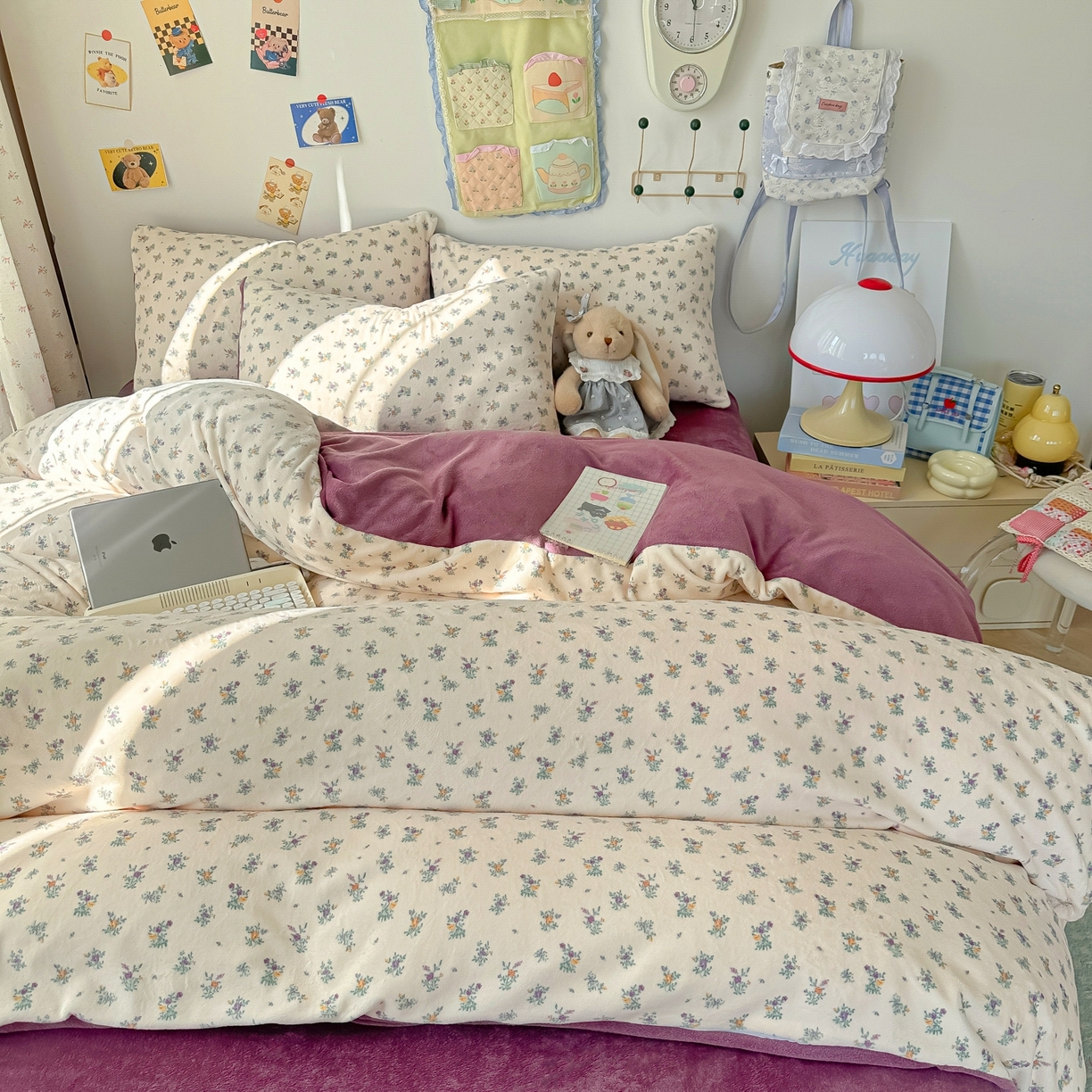 91家纺网 家纺一手货源 找家纺 韩巢家纺 2025新款高克重牛奶绒四件套冬季绒床品被套床单三件套 繁花似梦