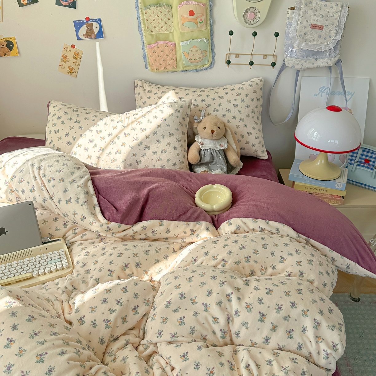 91家纺网 家纺一手货源 找家纺 韩巢家纺 2025新款高克重牛奶绒四件套冬季绒床品被套床单三件套 繁花似梦