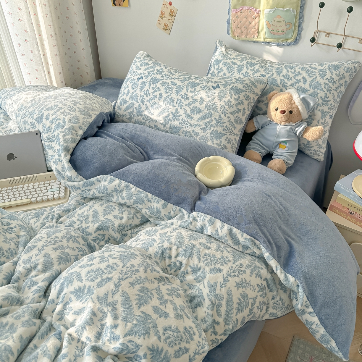 91家纺网 家纺一手货源 找家纺 韩巢家纺 2025新款高克重牛奶绒四件套冬季绒床品被套床单三件套 风沙沙