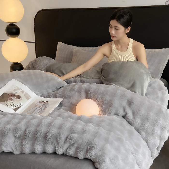 91家纺网 家纺一手货源 找家纺 耐思家纺 2025新款泡泡牛奶绒纯色单品被套被套单件 泡泡 星空灰