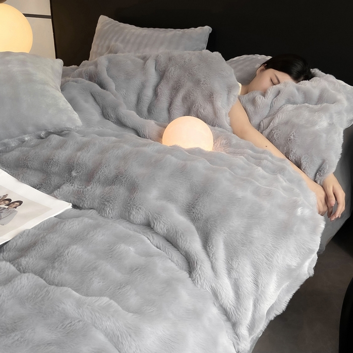 91家纺网 家纺一手货源 找家纺 耐思家纺 2025新款泡泡牛奶绒纯色单品被套被套单件 泡泡 星空灰