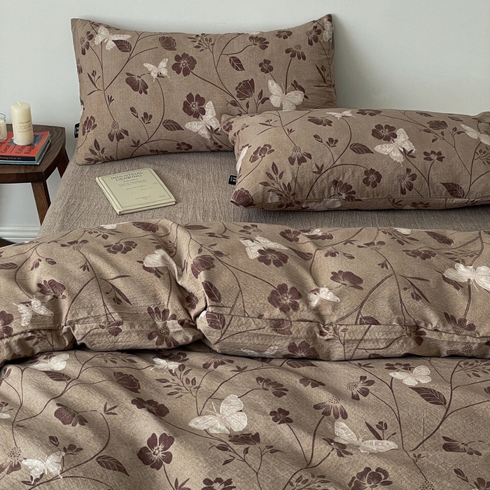 91家纺网 家纺一手货源 找家纺 （总）仟网汇 2025新款高克重亚麻复古简单款四件套