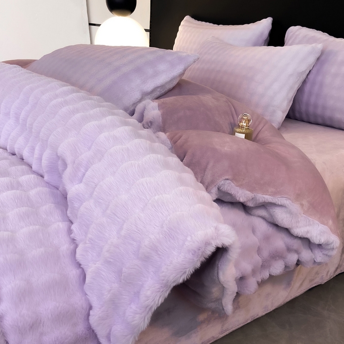 91家纺网 家纺一手货源 找家纺 耐思家纺 2025新款泡泡牛奶绒纯色单品被套被套单件 泡泡 梦幻紫