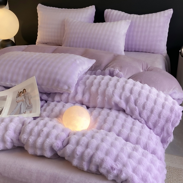 91家纺网 家纺一手货源 找家纺 耐思家纺 2025新款泡泡牛奶绒纯色单品被套被套单件 泡泡 梦幻紫