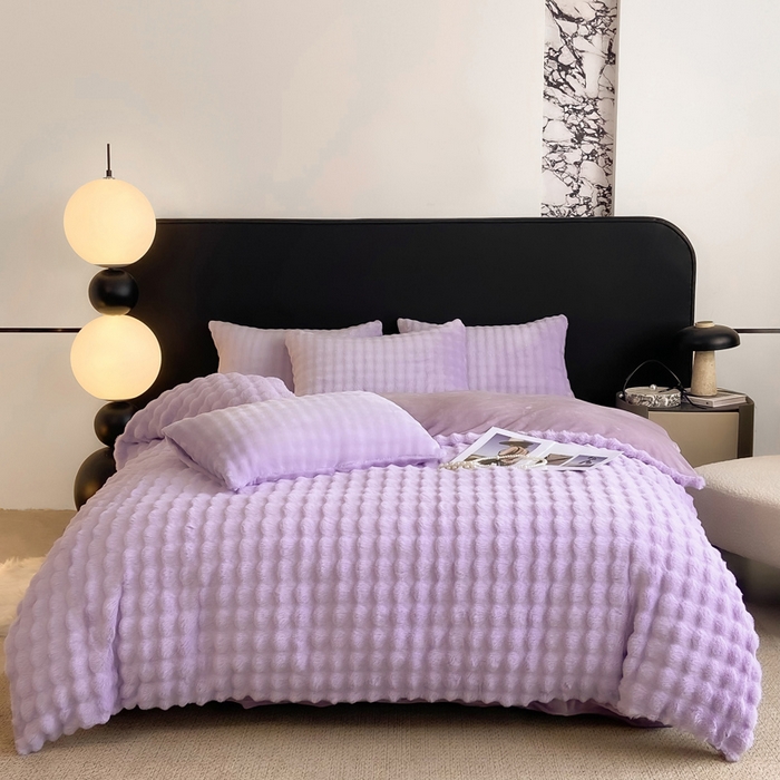 91家纺网 家纺一手货源 找家纺 耐思家纺 2025新款泡泡牛奶绒纯色单品被套被套单件 泡泡 梦幻紫