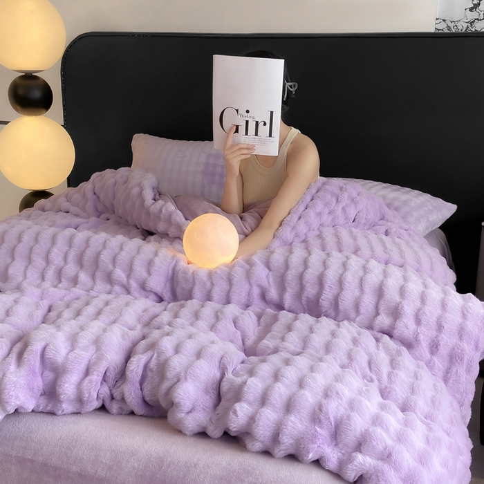 91家纺网 家纺一手货源 找家纺 耐思家纺 2025新款泡泡牛奶绒纯色单品被套被套单件 泡泡 梦幻紫