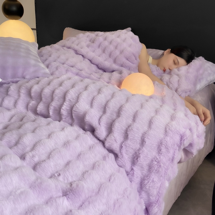 91家纺网 家纺一手货源 找家纺 耐思家纺 2025新款泡泡牛奶绒纯色单品被套被套单件 泡泡 梦幻紫