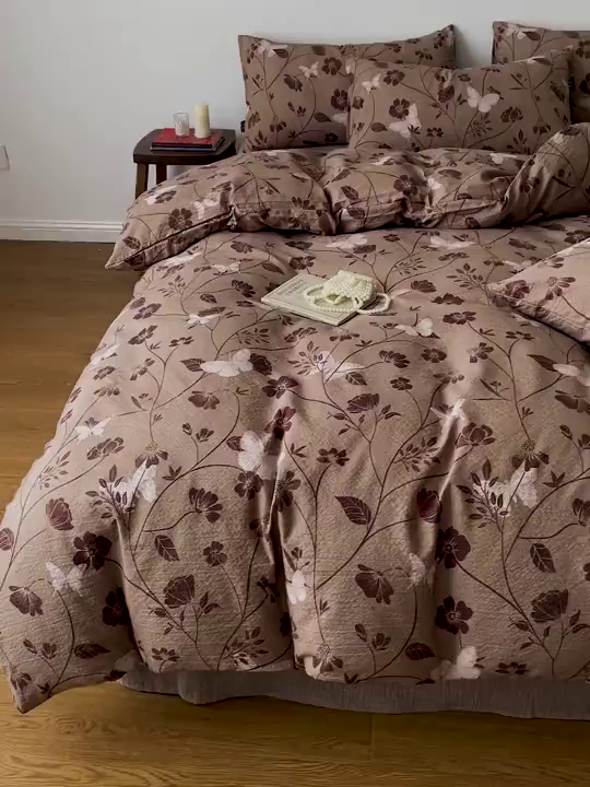 91家纺网 家纺一手货源 找家纺 （总）仟网汇 2025新款高克重亚麻复古简单款四件套