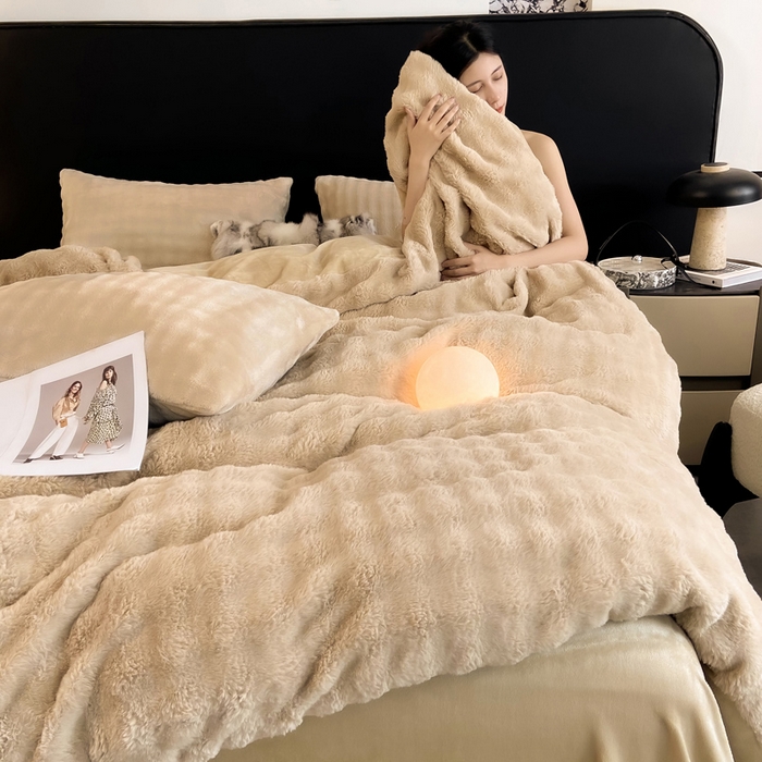 91家纺网 家纺一手货源 找家纺 耐思家纺 2025新款泡泡牛奶绒纯色单品被套被套单件 泡泡 卡其驼