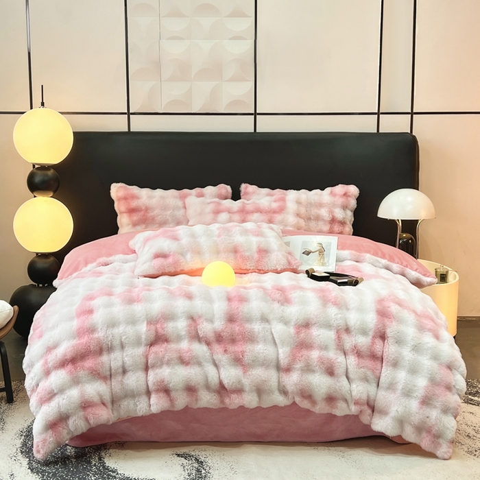 91家纺网 家纺一手货源 找家纺 耐思家纺 2025新款泡泡牛奶绒纯色单品被套被套单件 炫彩 胭脂粉