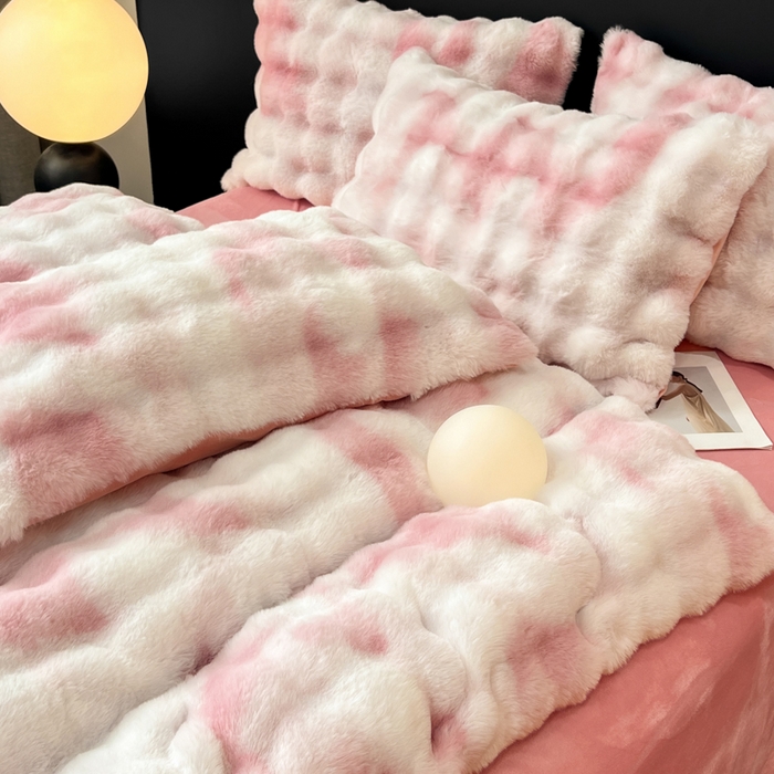 91家纺网 家纺一手货源 找家纺 耐思家纺 2025新款泡泡牛奶绒纯色单品被套被套单件 炫彩 胭脂粉