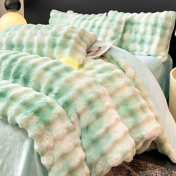 91家纺网 家纺一手货源 找家纺 耐思家纺 2025新款泡泡牛奶绒纯色单品被套被套单件 炫彩 青草绿