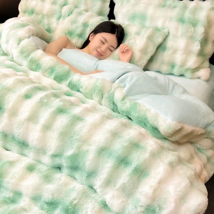 91家纺网 家纺一手货源 找家纺 耐思家纺 2025新款泡泡牛奶绒纯色单品被套被套单件 炫彩 青草绿