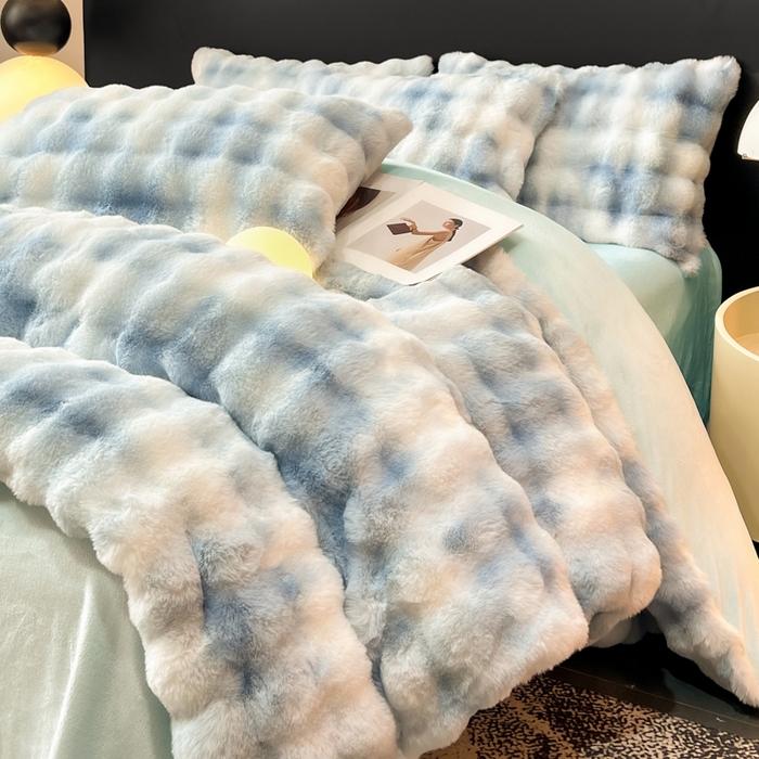 91家纺网 家纺一手货源 找家纺 耐思家纺 2025新款泡泡牛奶绒纯色单品被套被套单件 炫彩 清水兰