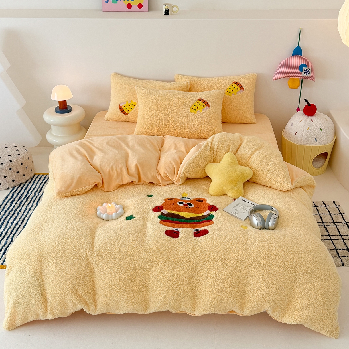 91家纺网 家纺一手货源 找家纺 （总）乐坊 2025新款小阪羊羔绒牛奶绒卡通四件套冬季加厚保暖