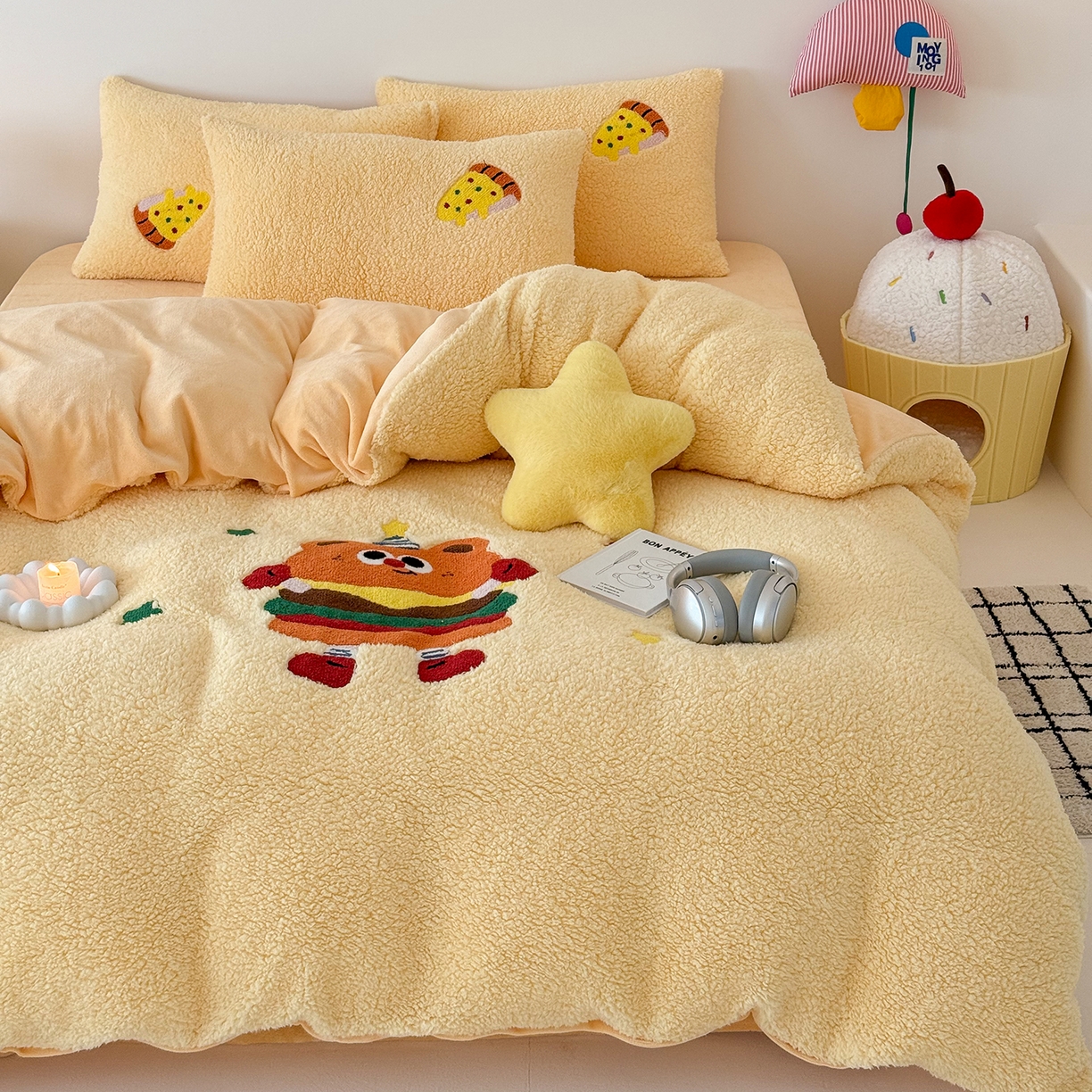 91家纺网 家纺一手货源 找家纺 （总）乐坊 2025新款小阪羊羔绒牛奶绒卡通四件套冬季加厚保暖