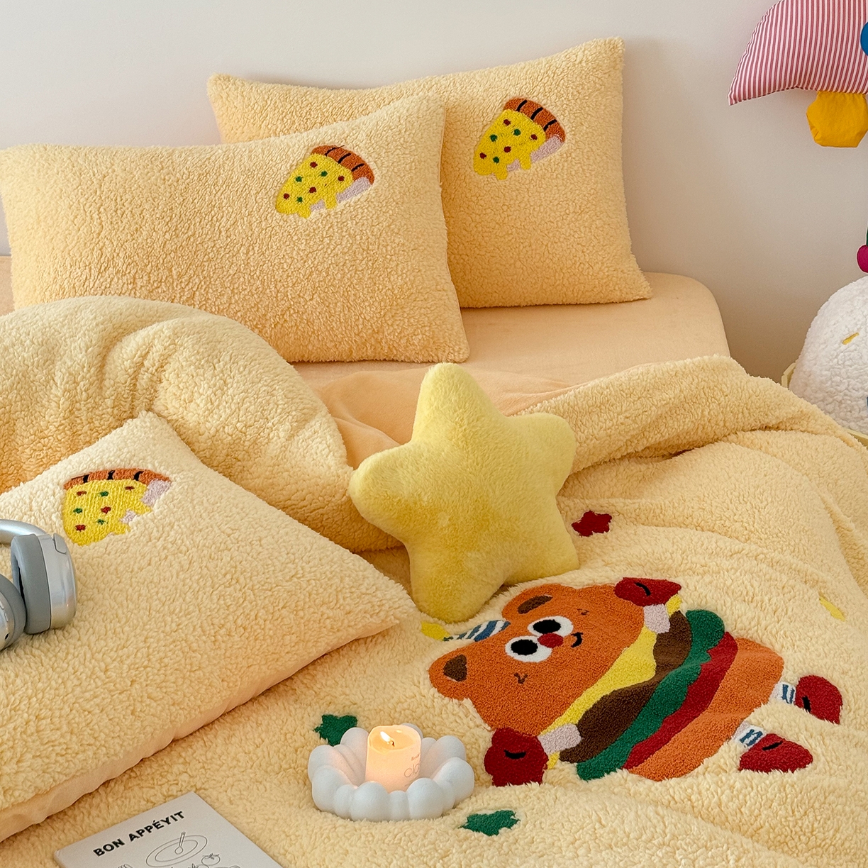 91家纺网 家纺一手货源 找家纺 （总）乐坊 2025新款小阪羊羔绒牛奶绒卡通四件套冬季加厚保暖