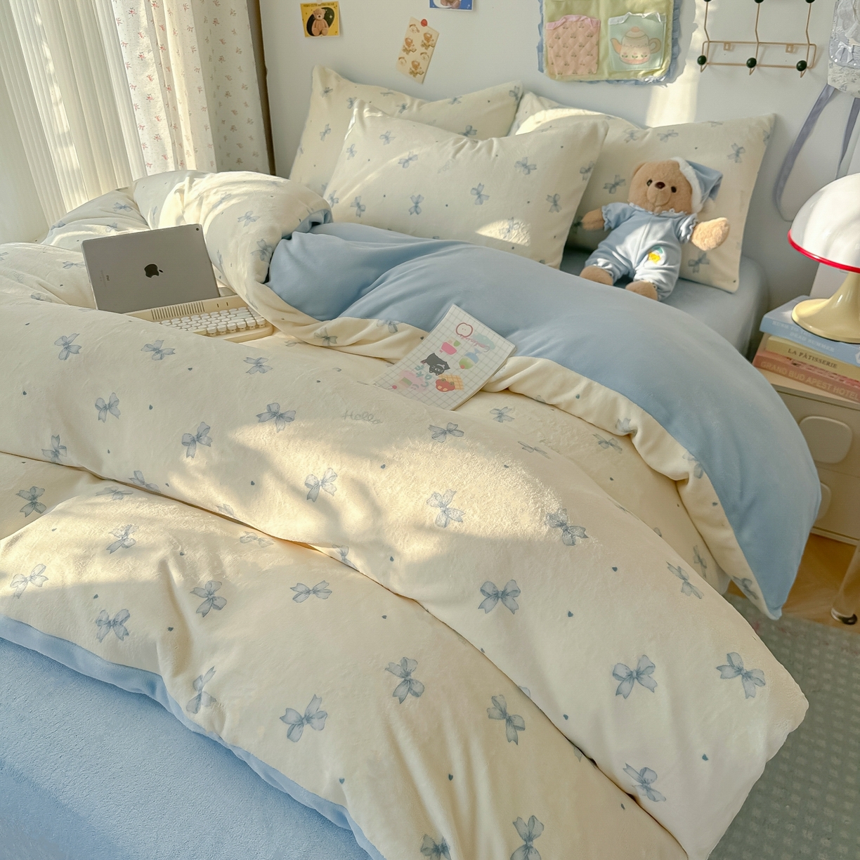 91家纺网 家纺一手货源 找家纺 韩巢家纺 2025新款高克重牛奶绒四件套冬季绒床品被套床单三件套 梦幻