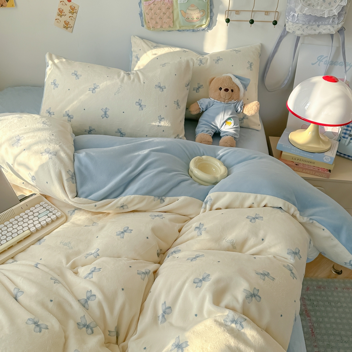 91家纺网 家纺一手货源 找家纺 韩巢家纺 2025新款高克重牛奶绒四件套冬季绒床品被套床单三件套 梦幻