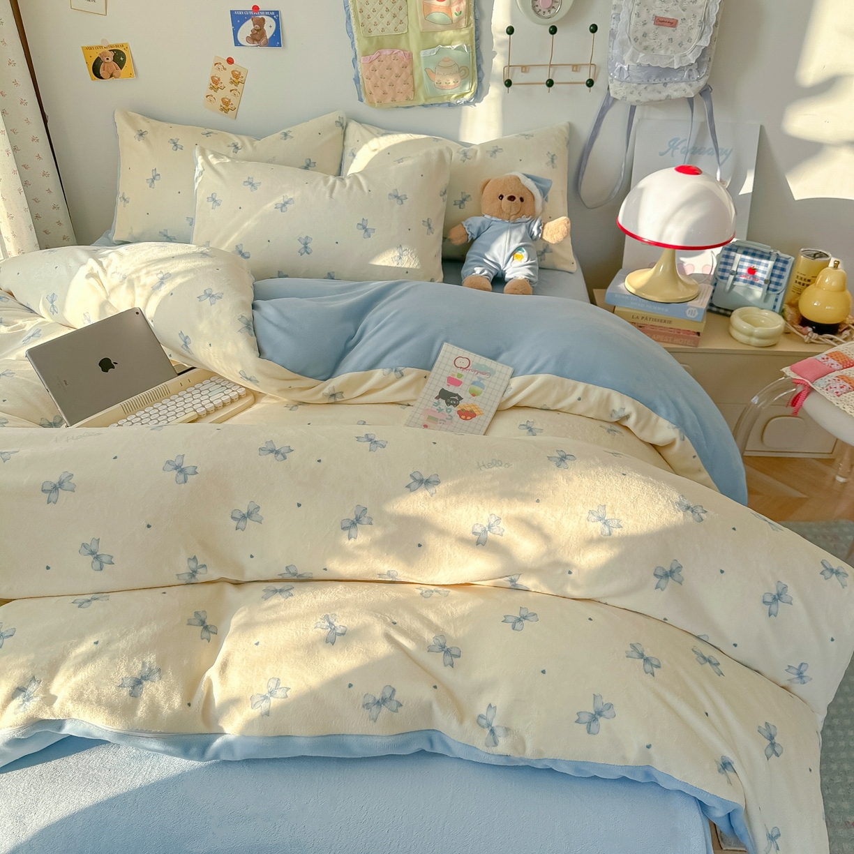 91家纺网 家纺一手货源 找家纺 韩巢家纺 2025新款高克重牛奶绒四件套冬季绒床品被套床单三件套 梦幻