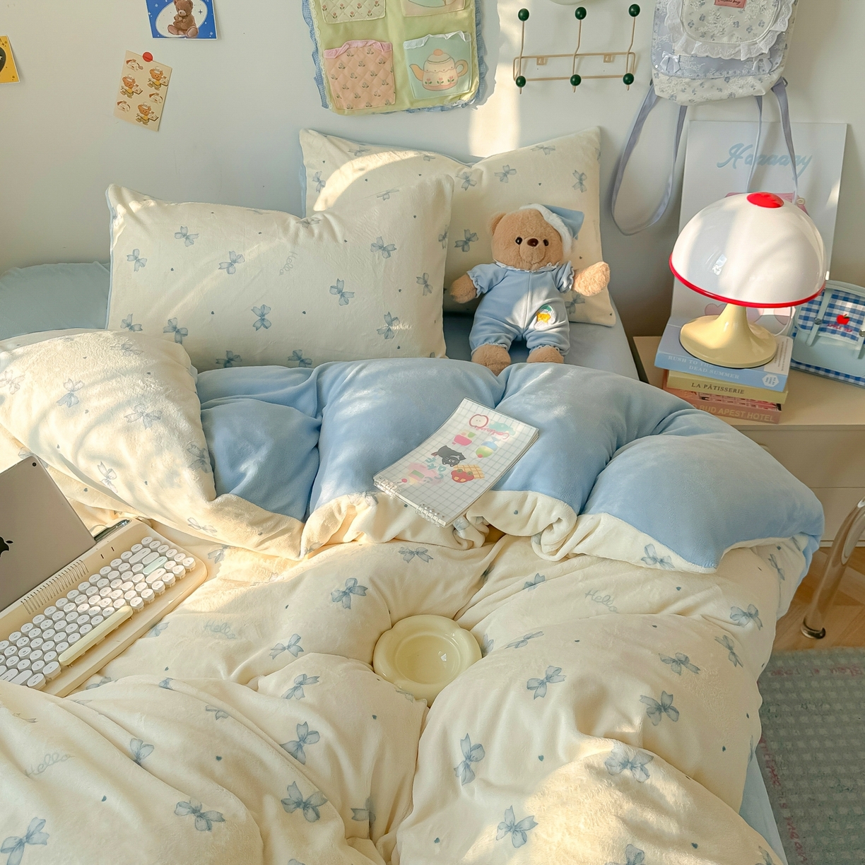 91家纺网 家纺一手货源 找家纺 韩巢家纺 2025新款高克重牛奶绒四件套冬季绒床品被套床单三件套 梦幻