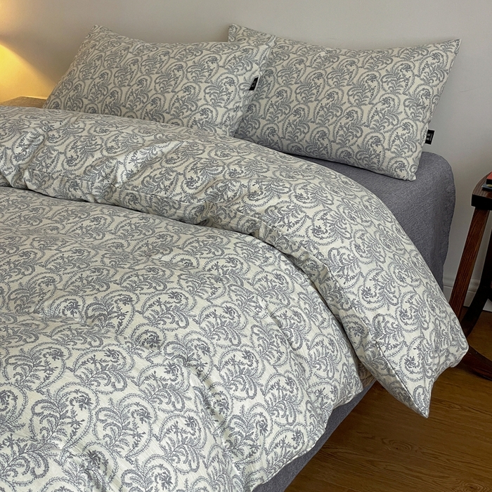 91家纺网 家纺一手货源 找家纺 仟网汇 2025新款高克重亚麻复古简单款四件套 卡曼蓝